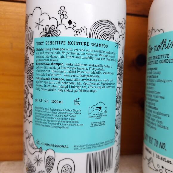 No Nothing Very Sensitive Moisture Shampoo & Conditioner Set 33.8 oz Each Large - Picture 3 of 4